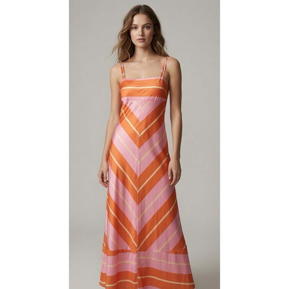 YH & CO Collie Midi Dress Size Medium Striped Sleeveless NEW